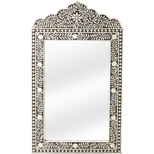 Antique Style Bone Inlay Resin <b>Mirror</b> Frame Perfect For Adding Character To Refined Interior Decor Settings - Product Image 6