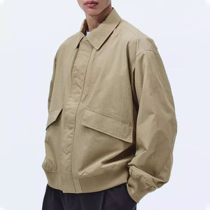 Chemise-veste en toile de coton kaki pour homme, coupe classique, col rabattu, style décontracté d'automne avec poches, simple boutonnage - Product Image 6
