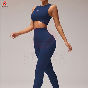 Ensemble de sport élégant deux pièces pour femme avec leggings taille haute et soutien-gorge léger écologique pour l'exercice à haute intensité - Product Image 4