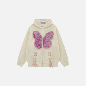 Sweat à capuche zippé en coton tricoté délavé pour femme, style Y2K streetwear, grande taille, chaud, coupe-vent, manches longues, décontracté, pour l'automne - Product Image 4