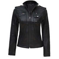 Veste en cuir d'agneau tendance pour femmes, style classique moderne vintage, confortable, épaisse, respirante, imperméable, rembourrée de coton pour l'hiver
