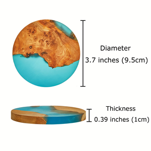 [Stylish Resin Coasters] Epoxy Resin and Burl Wood Coasters Set of 4 | Modern <b>Bar</b> Coasters for Drinks, Stylish Home Decor - Product Image 6