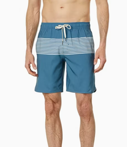 Short de bain rayé pour homme, taille mi-haute, cordon de serrage, séchage rapide, décontracté, longueur courte, en polyester - Product Image 3