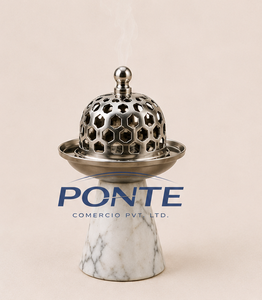 Quemador de Incienso de Mármol Natural y Metal de Alta Calidad, Quemador de Bakhoor Árabe Moderno con Tapa de Panal para Aromatizar el Hogar - Product Image 3