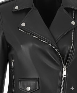 Chaqueta de cuero negra para mujer al por mayor, estilo motero, ajustada, con cremallera, solapa y cinturón, abrigo personalizado con logo para primavera y otoño - Product Image 2