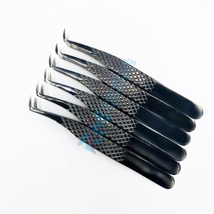 Pince à épiler antistatique en acier inoxydable noir RMI, pointe lisse, outils de maquillage professionnels, longueur 10 mm, extension de cils - Product Image 4