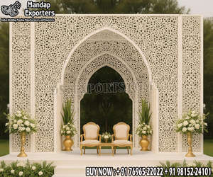 Structure de Mandap de Mariage Ouvert de Luxe pour Événements en Floride, Arches Métalliques Dorées pour Aménagement Extérieur, Vente 2026, Décoration d'Événements aux États-Unis - Product Image 5