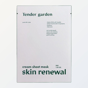 Masque en feuille pour le visage Skin Care Coreano Korean K-Beauty Tender Garden Skin Renewal Cream, 1 feuille, fabriqué en Corée. - Product Image 1