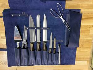 Sac de transport pour couteaux de chef en cuir véritable avec fentes, étui de rangement portable pour couteaux de cuisine, écologique LKR-0382 - Product Image 6