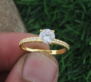 925 Sterling Silver Classic <b>Turquoise</b> Gold Plated Dainty Gemstone Stackable Wedding <b>Ring</b> for Women Daily Wear - Product Image 5