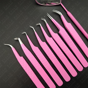 Juego de Pinzas para Pestañas de Acero Inoxidable de 8 Piezas en Rosa Intenso, Herramientas de Belleza de Alta Calidad para una Aplicación Precisa de Extensiones de Pestañas - Product Image 2