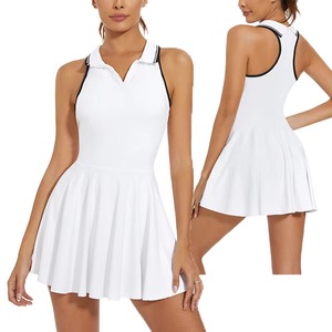 Vestido Polo Deportivo para Mujer Estilo Tenis - Ribete en Contraste - Vestido Deportivo de Manga Corta con Logotipo Personalizado - Product Image 1