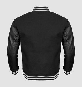 Nouvelles vestes universitaires de baseball pour hommes, couleurs unies tendance, pour l'extérieur, manches longues, col côtelé, style Letterman. - Product Image 6