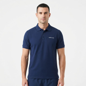 Polo de golf à manches courtes en coton uni de haute qualité pour hommes, logo brodé personnalisé, taille standard, t-shirt polo - Product Image 1