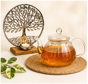 Handcrafted Silver Tree Of Life Tealight Candle Holder With Rustic Wooden Base Elegant Metal Tree Branch Candle <b>Stand</b> For Home - Product Image 4