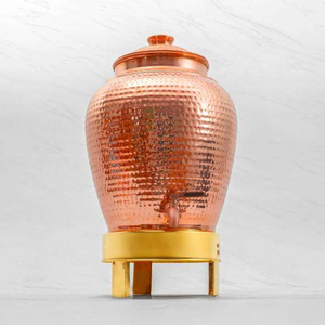 Dispensador de agua de cobre puro de alta calidad, artesanal y tradicional, con grifo de larga duración para uso ayurvédico, de proveedor indio. - Product Image 3