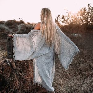 Robe kimono unisexe bohème à manches larges en coton brut, kaftan éco-responsable, cardigan enveloppant, robe bohème, tulum, kaftan gypsy pour hommes et femmes - Product Image 2