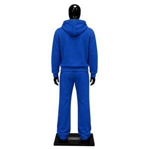 Blue Studded Tracksuit Set Men <b>Full</b> <b>Zip</b> <b>Hoodie</b> And Straight Leg Pants Casual Streetwear Jogging Suit Custom Wholesale Sportswear - Product Image 2