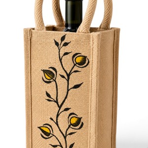 Handcrafted Jute Wine <b>Bottle</b> <b>Bag</b> with Embroidery | Eco-Friendly Gift, Beverage & <b>Bottle</b> Carry <b>Bag</b> - Product Image 2