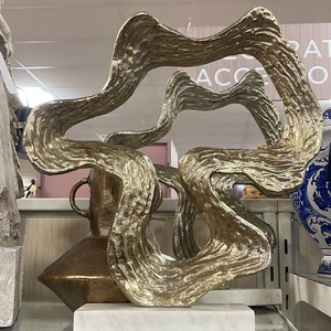 Sculpture abstraite de luxe en laiton et aluminium, art décoratif en métal, statue, figurine d'art métallique pour hôtel, décoration de table à domicile - Product Image 1