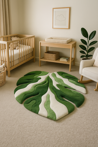 Tapis de haute qualité vert et blanc à motif feuille, antidérapant, adapté aux animaux domestiques, à poils longs, durable, pour pique-nique et maison - Product Image 4
