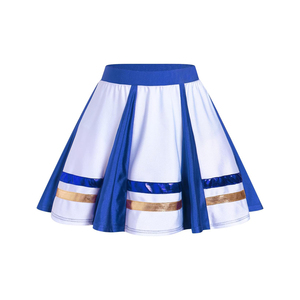 2026 High Quality OEM Blue White <b>Gold</b> Cheerleading Uniform Set Color Blocked <b>Skirt</b> Style Adult Practice Wear In Stock - Product Image 4
