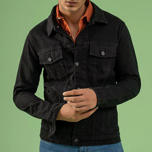 แจ็คเก็ตยีนส์ฟอกสีสไตล์ดิสเทรสสำหรับผู้ชาย |   เสื้อผ้ายีนส์แบบติดกระดุมสไตล์เรโทรลำลอง - Product Image 1