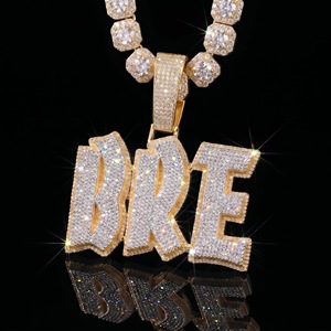 Personalized Lab Grown Diamond Two Tone Name Pendant Necklace Iced Fine Jewelry 925 Sterling Silver 9K 10K 14K 18K Gold Platinum - Product Image 2