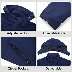 เสื้อแจ็คเก็ตกันลมฤดูหนาวผ้าไนลอน 100% แบบสั่งทำพิเศษ คุณภาพสูง กันน้ำ กันลม มีฮู้ด สำหรับเดินป่า โลโก้ด้านหน้า รับผลิตแบบ OEM - Product Image 2