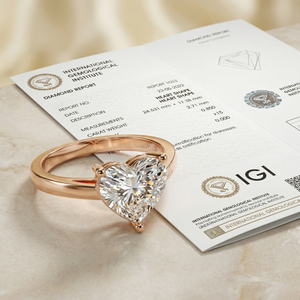 Anillo de Compromiso con Diamante Cultivado en Laboratorio, Corte Corazón, 2.2 CT, Certificado IGI, Oro Sólido de 9k, Anillo de Promesa para Mujer, Regalo de Fiesta, Moderno - Product Image 3