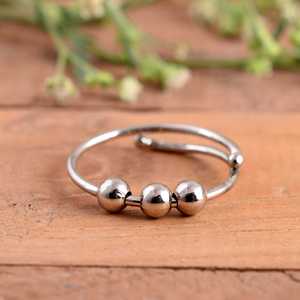 SHYAM JEWELRS Luxury 925 Sterling Silver Anxiety <b>Spinner</b> <b>Ring</b> Adjustable Fidget with Movable Beads for Stress Relief - Product Image 1