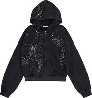 Sweat à capuche zippé pour homme de qualité supérieure, 100% coton, respirant, anti-plis, avec logo personnalisé, coupe oversize, noir haute visibilité