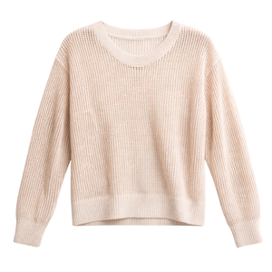 Suéter de punto de malla de lino para mujer, transpirable, ligero, de verano, jersey de manga larga, informal, elegante, a la moda - Product Image 1