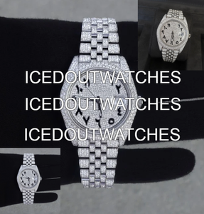 Montre en acier inoxydable avec cadran en verre Moissanite Iced Out, boîtier de luxe Hip Hop, étanche 10 bars, bracelet à fermoir, design personnalisé pour homme - Product Image 2