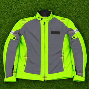 เสื้อแจ็คเก็ตมอเตอร์ไซค์แขนยาว LAZIB MOTO GEARS รุ่น Unisex สีเขียวสะท้อนแสง/สีเทา ทนทานต่อการเสียดสี พิมพ์ลายสะท้อนแสง ใช้ได้ทุกฤดู - Product Image 1
