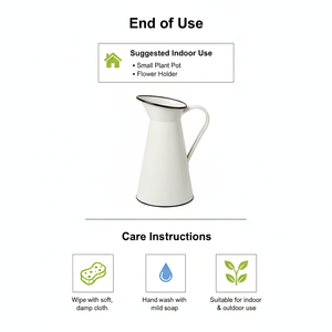 Vase à fleurs en métal Headway - Vase rustique de style campagnard français vintage avec poignée, pichet décoratif pour la décoration intérieure - Product Image 5