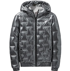 2026 New Arrival Winter Keep Warm Glossy Zip Nylon Canvas Solid Color Puffer Jackets <b>Thin</b> Plus Size <b>Hoodie</b> Glossy Jackets - Product Image 1