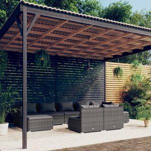 Ensemble de salon de patio en rotin gris de 9 pièces avec coussins ensembles de jardin - Product Image 1
