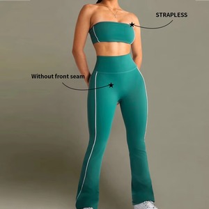 Conjuntos de Yoga para Mujer, Conjuntos Deportivos de 2 Piezas, Conjuntos de Yoga sin Costuras con Efecto Deslavado, Pantalones Cortos y Top Corto, Conjunto de Ropa Deportiva para Gimnasio - Product Image 1