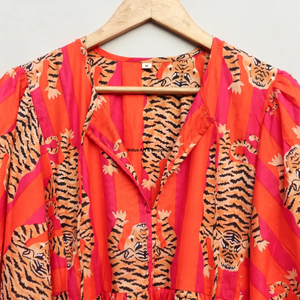 Beautiful floral Cotton Block Printed dress Dress For Casual wear Hand Block Printed Dress - Product Image 2