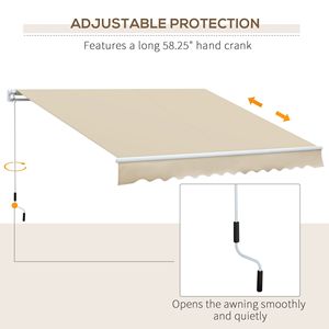 Toldo Retráctil para Patio de 3.6m x 2.4m, Color Crema, Manivela Manual, Marco de Aluminio, Resistente al Viento, Extensible para Terrazas y Patios, 5m - Product Image 6