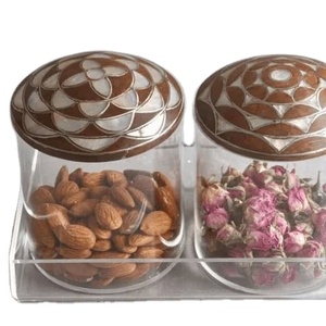 Elegant Ramadan Storage Ramadan Gift Container Opulent Acrylic Chocolate Tray <b>Box</b> with Iridescent Pearl Shell <b>Lid</b> Arabic Style - Product Image 3