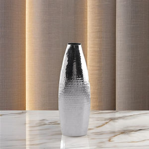 Bougeoir debout au sol en acier inoxydable argenté bougeoirs pour la décoration - Product Image 1