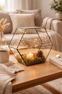Terrario Personalizado en Forma de Cabaña de Metal y Vidrio, Macetero Moderno de Vidrio para Plantas de Interior, Suculentas, Plantas Aéreas y Terrarios DIY - Product Image 4