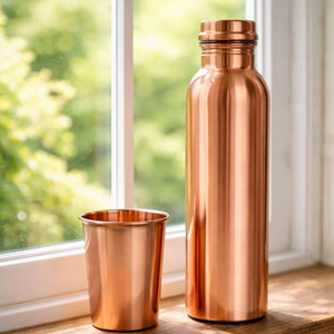 100% Pure <b>Copper</b> Food Grade Anti-Bacterial Detox Water <b>Bottle</b> with Leakproof Lid 950ml Microwave & Dishwasher Safe - Product Image 1