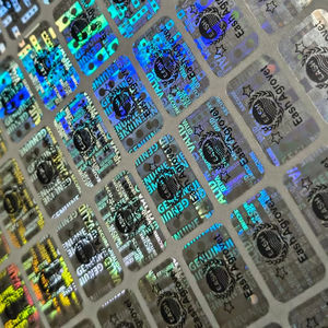 Étiquettes de sécurité anti-contrefaçon personnalisables en argent, à découpe ovale, imprimées UV holographiques, étanches et inviolables pour emballage - Product Image 1