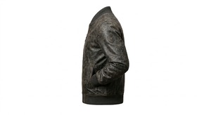 Men's Genuine Leather Eco-friendly Winter Bomber Jacket Moto <b>Biker</b> Style Stand Collar Zipper Closure <b>Patch</b> Design Slim Fit Low - Product Image 3