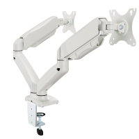 Support de moniteur AUKI à double bras avec ressort à gaz, support de bureau pour écran de 32 pouces, support de moniteur VESA, bras ergonomique à mouvement complet