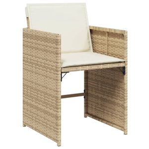 Juego de comedor de patio de 9 piezas de ratán sintético beige con cojines, conjuntos de jardín - Product Image 4