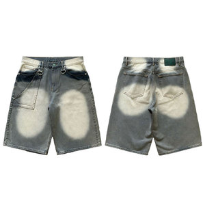 Men's Relaxed Fit Distressed Denim Shorts Sun Faded Washed Knee-Length Streetwear Fashion Denim Shorts For Men - Product Image 4